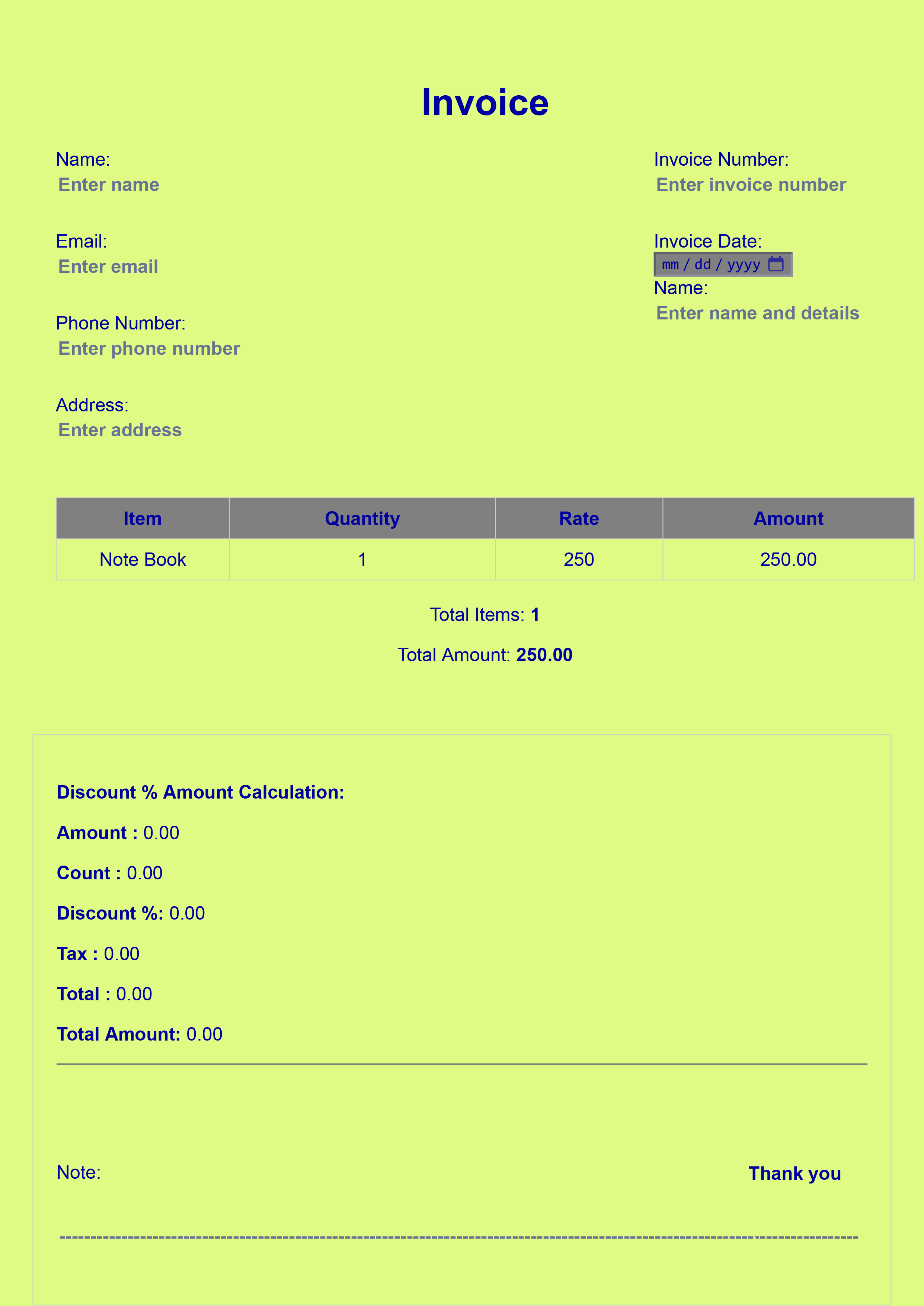 Free Invoice Generator Tool